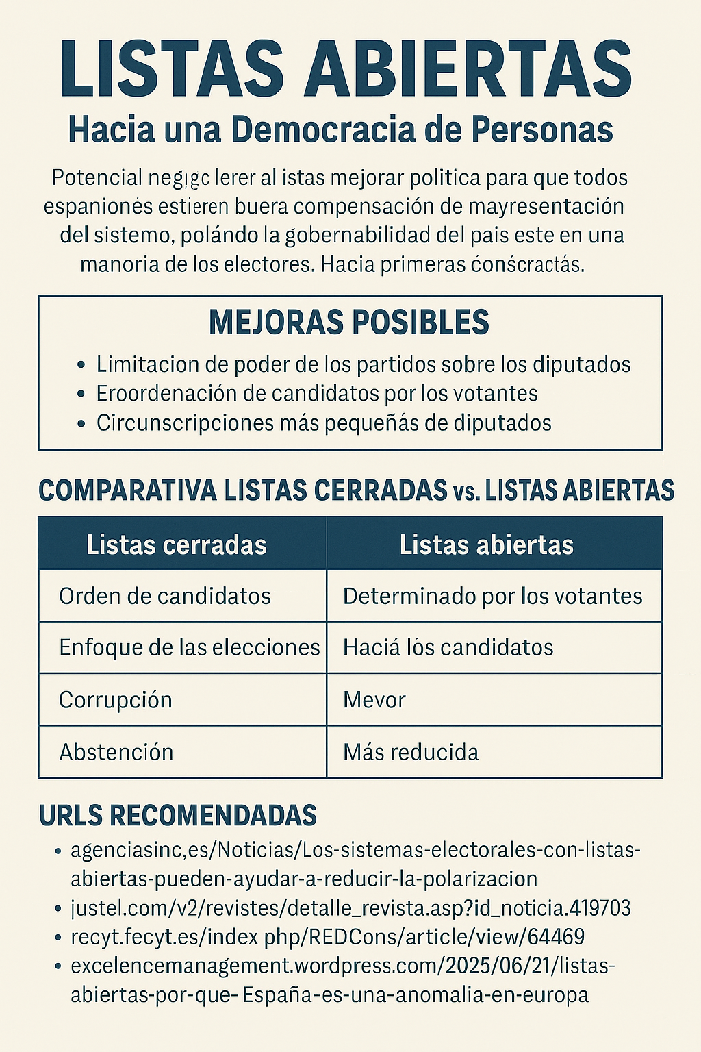 Listas abiertas: qué son, ventajas y retos de una reforma electoral pendiente 1 Democracia, listas abiertas, participación ciudadana.