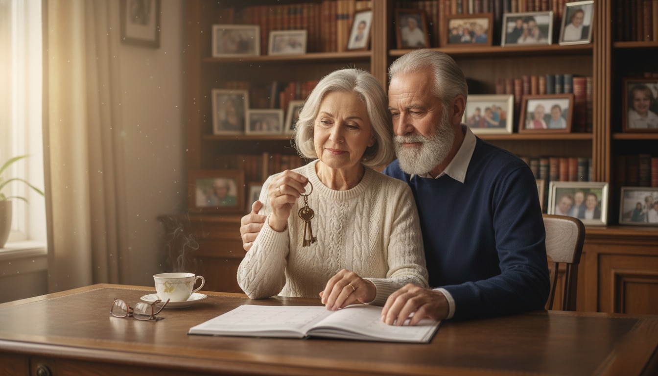 Pareja de adultos mayores conversando con un médico o un profesional de la salud. La imagen sugiere apoyo y consulta.