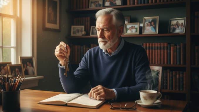 Adulto mayor revisando calendario para ilustrar señales de pérdida de memoria